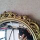 Pair of antique witch mirrors, curved glass, bronze frame