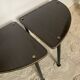 Pair of vintage 1960s side tables – wood veneer & brass, metal legs