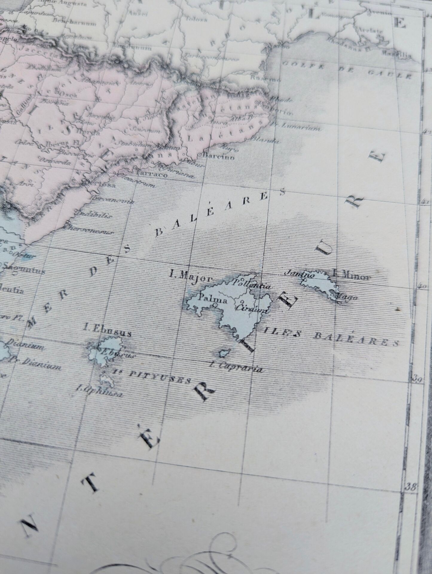 Old Spain, printed map from 1852.