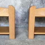 Pair of bedside tables NF Prestige solid elm furnishing - 1970