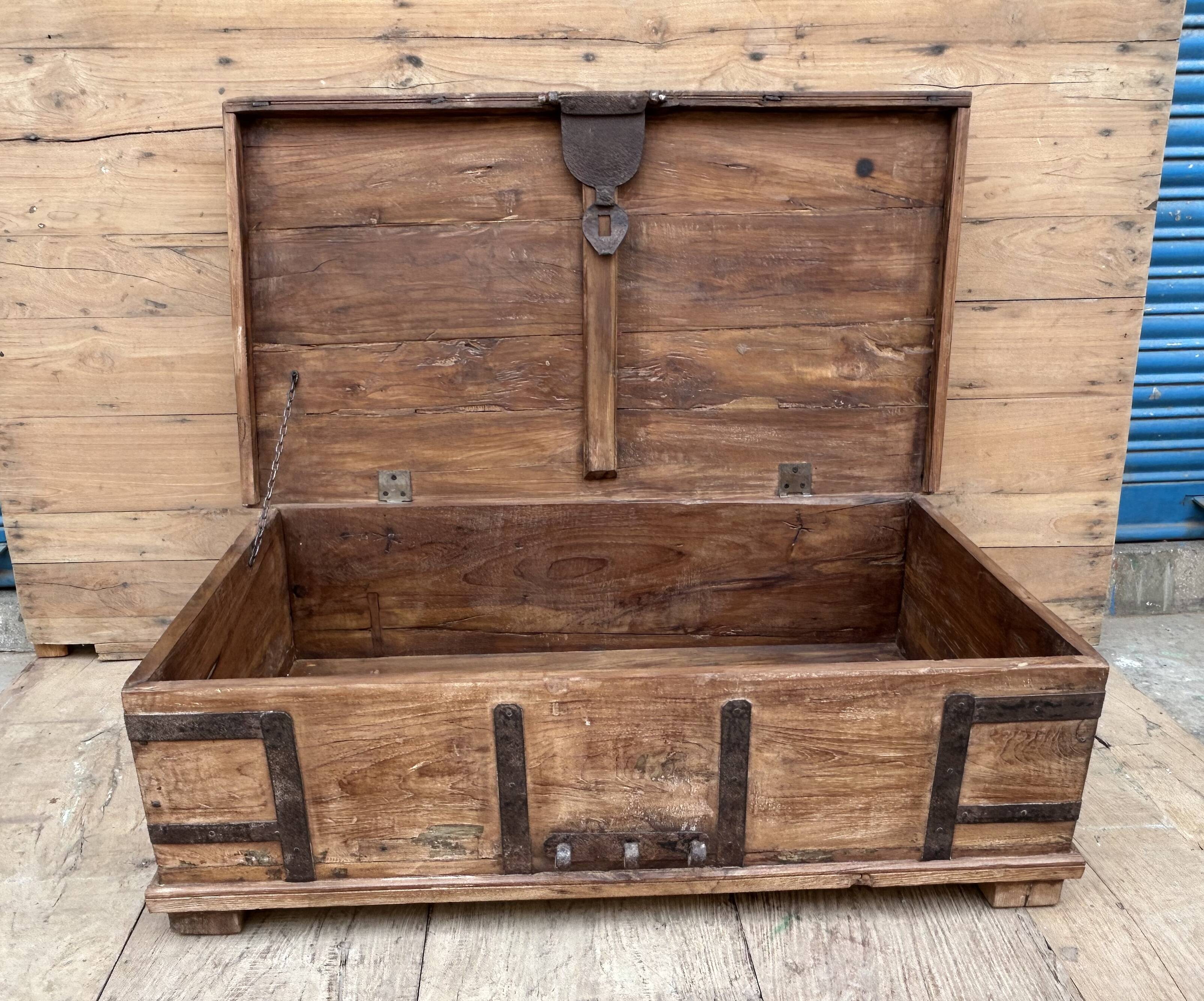bench - teak chest from Burma with original fittings