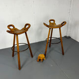 Set of 2 Brutalist Marbella Bar Stools by Sergio Rodrigues, 1960s