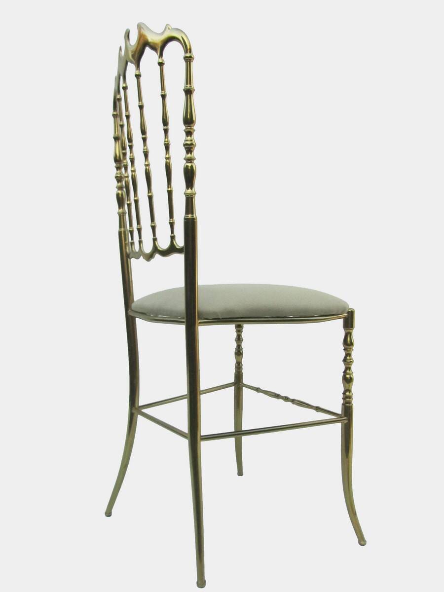 Italian Side Chair in Golden Brass by Giuseppe Gaetano Descalzi for Chiavar