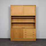 Danish modern oak wall cabinet by Poul Hundevad, Denmark 1960s