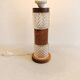 Swedish table lamp, made of what looks like rosewood and crystal glass.
