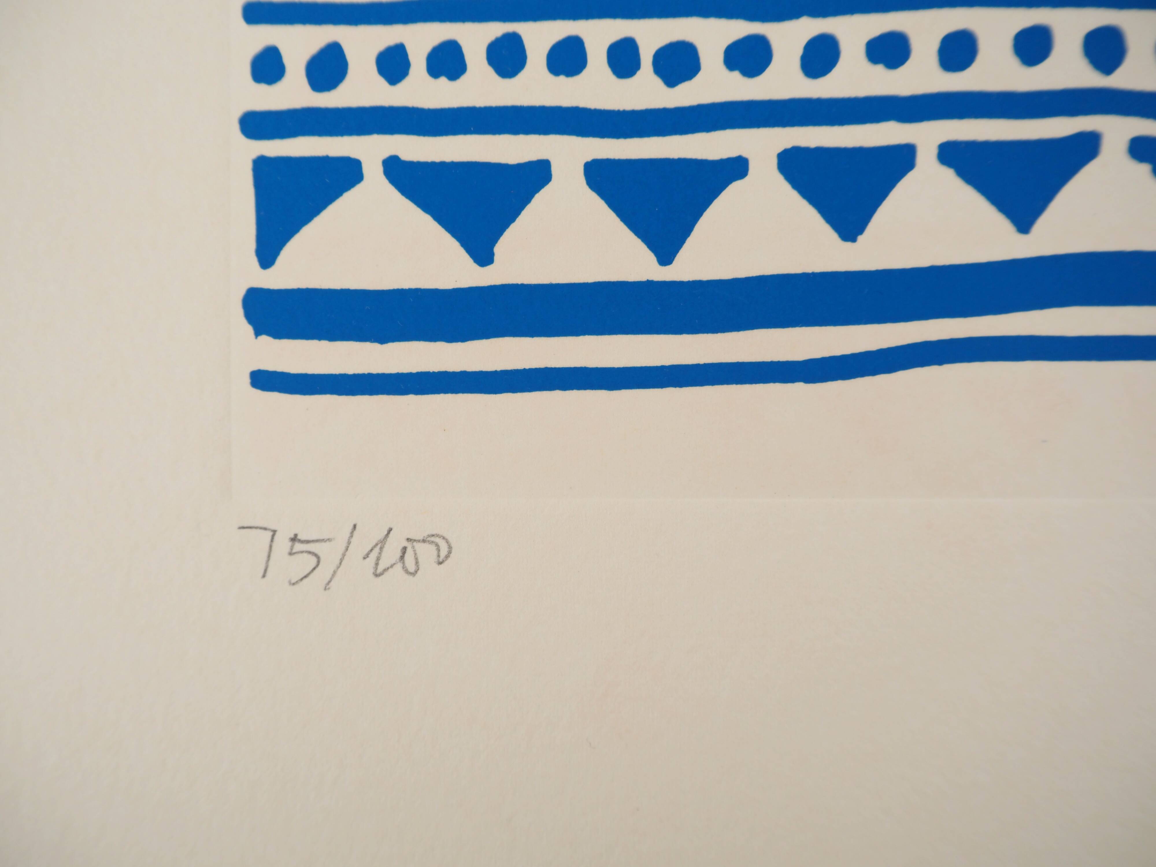 Yona FRIEDMAN: Pictograms of Genesis (Blue), signed original silkscreen