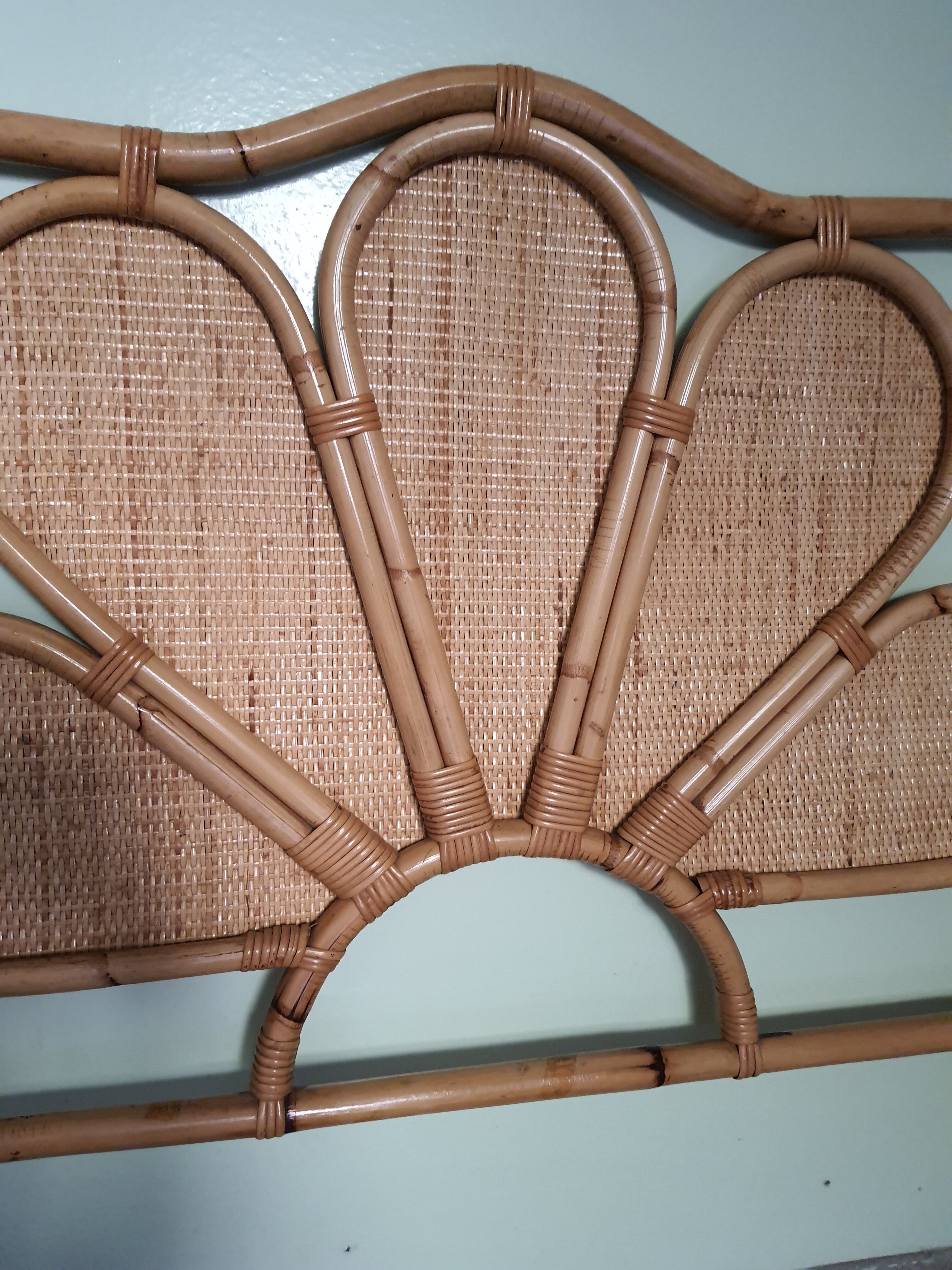 Vintage rattan headboard 1 person 90 cm