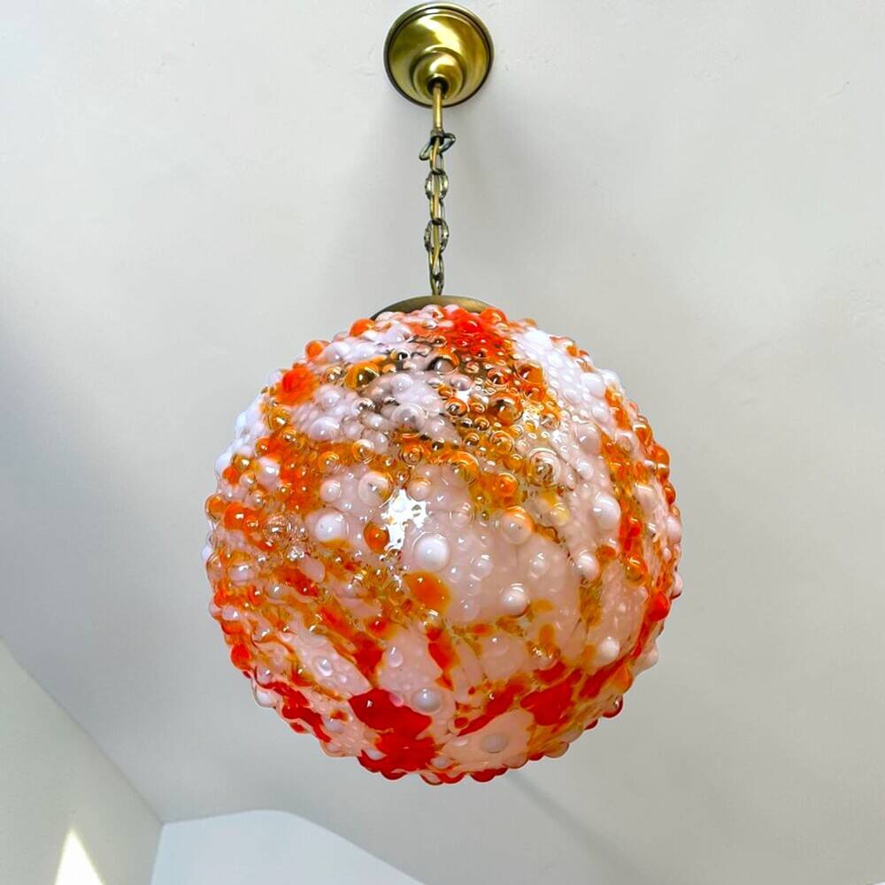 Large red art glass statement pendant