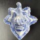 Copeland pickle dish in the shape of a leaf in blue earthenware.