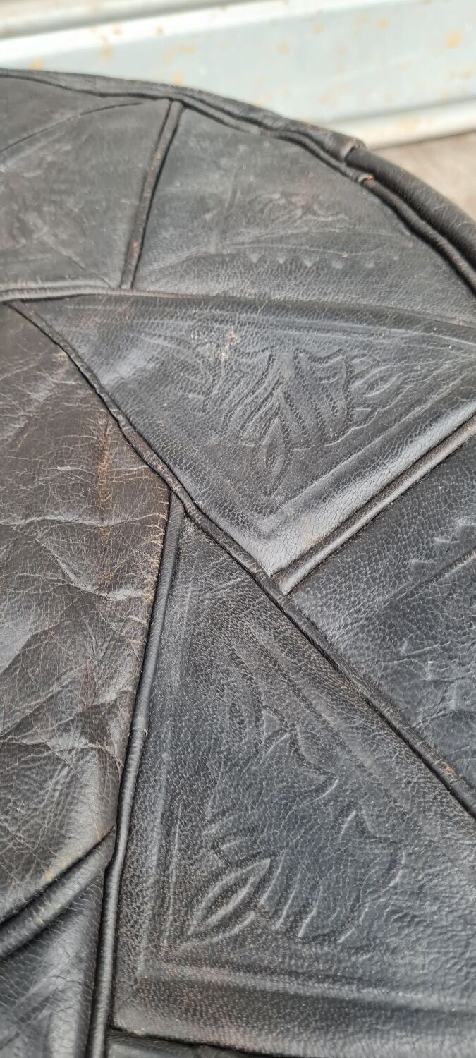 Pouf marocain en cuir 1960