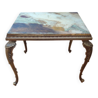Marble and brass side table