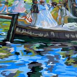 Acrylic interpretation of Renoir's "Grenouillère"