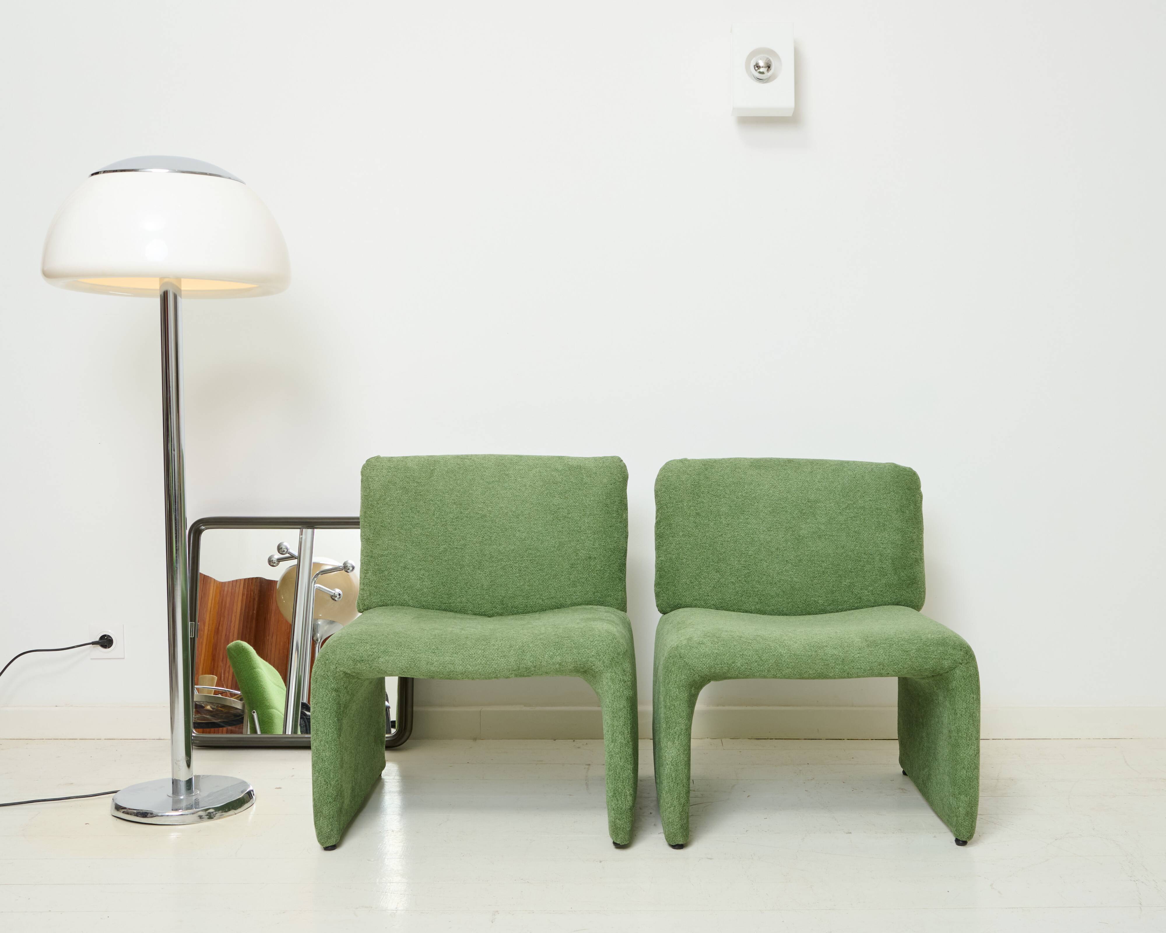Green velvet armchair, 1970