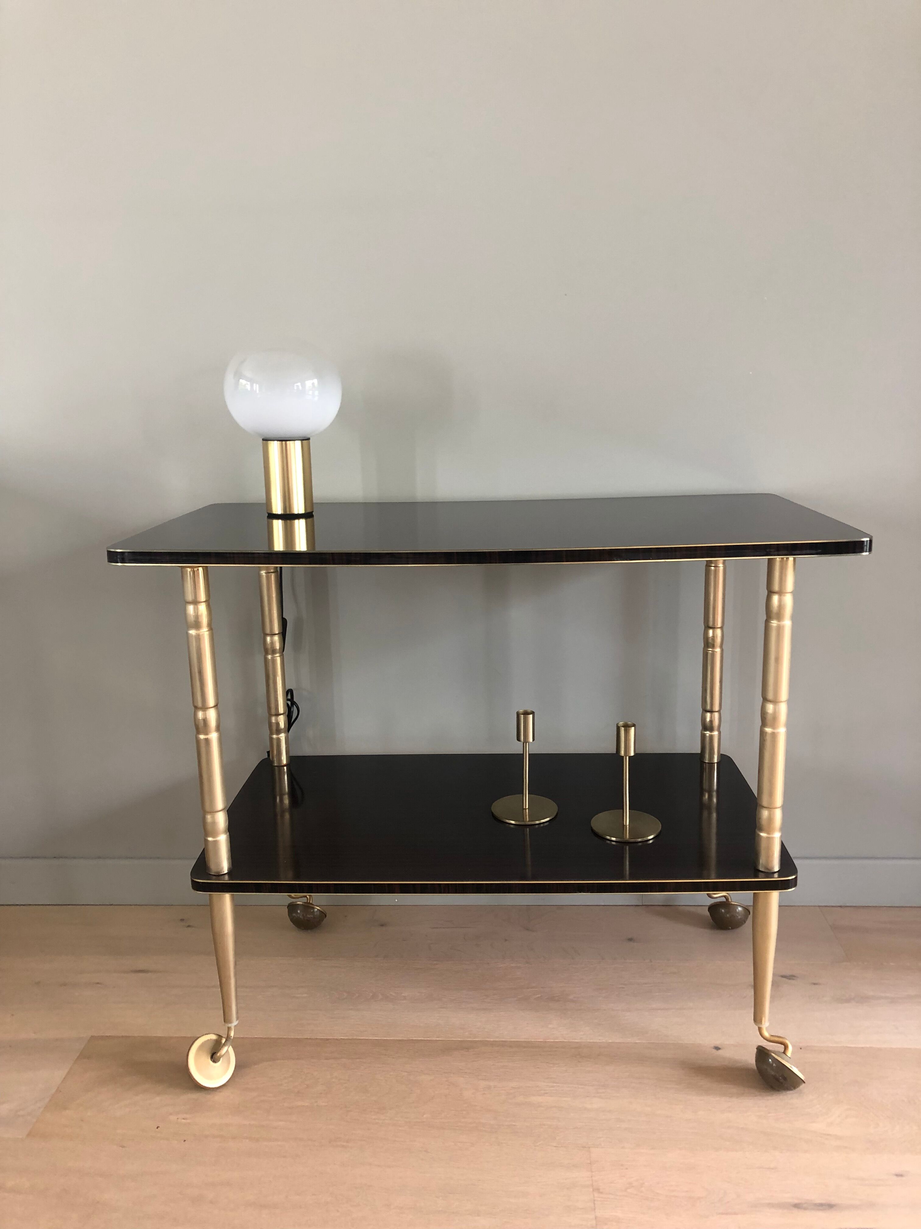 Vintage service table in Formica with wheels