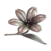 Fleur cendrier en métal argenté 6 pétales années 60