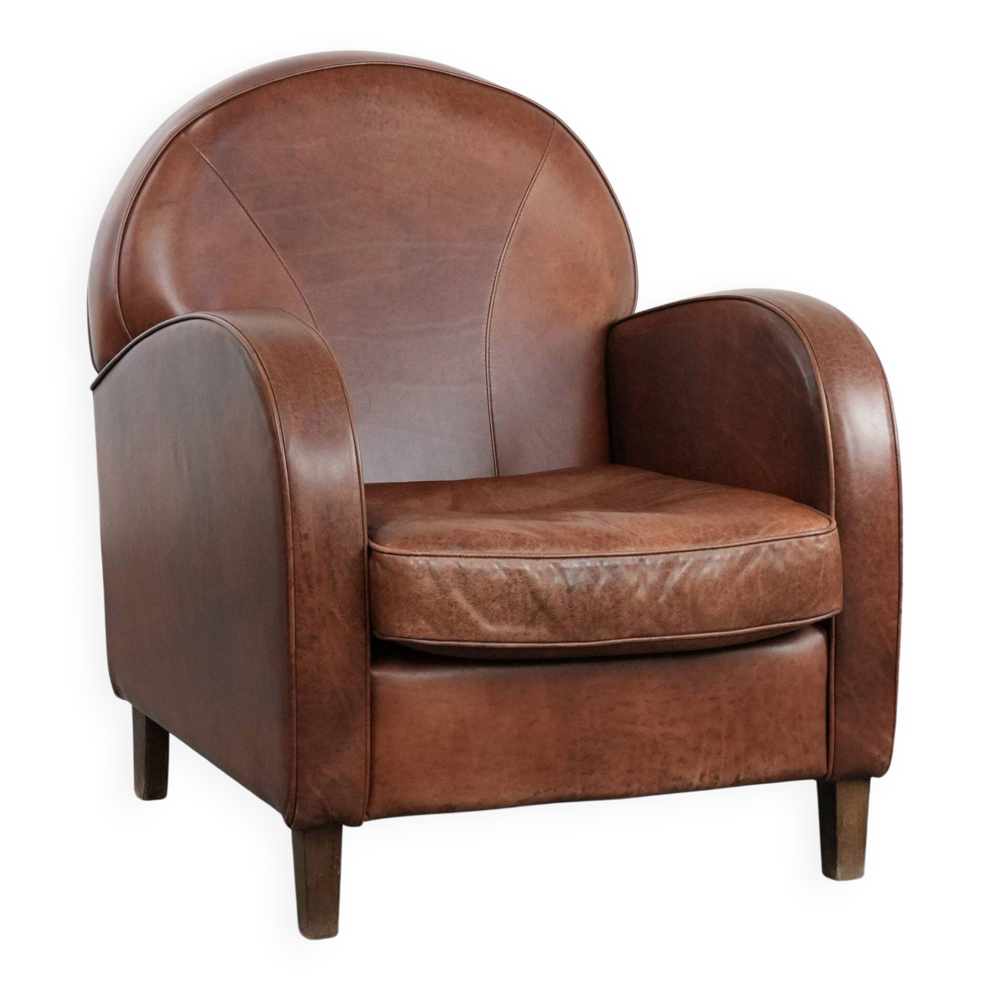 Beautiful art deco design armchair made of cowhide leather in English style