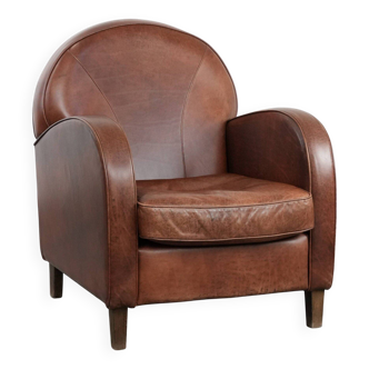Beautiful art deco design armchair made of cowhide leather in English style