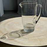 Carafe à anse en verre belle matière pied motifs billes de verre H21