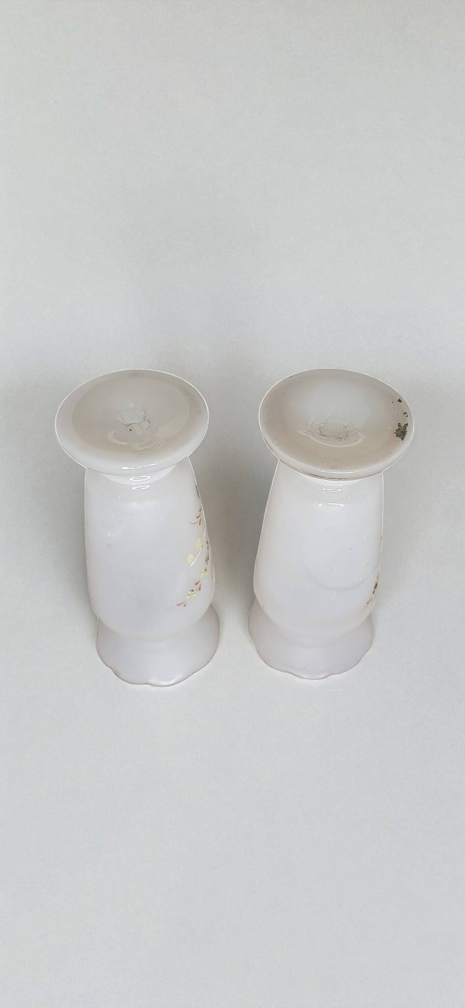 Pair of opaque enameled glass vases