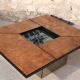 Table in elm magnifying glass by Paul Michel, 1970 Roche Bobois