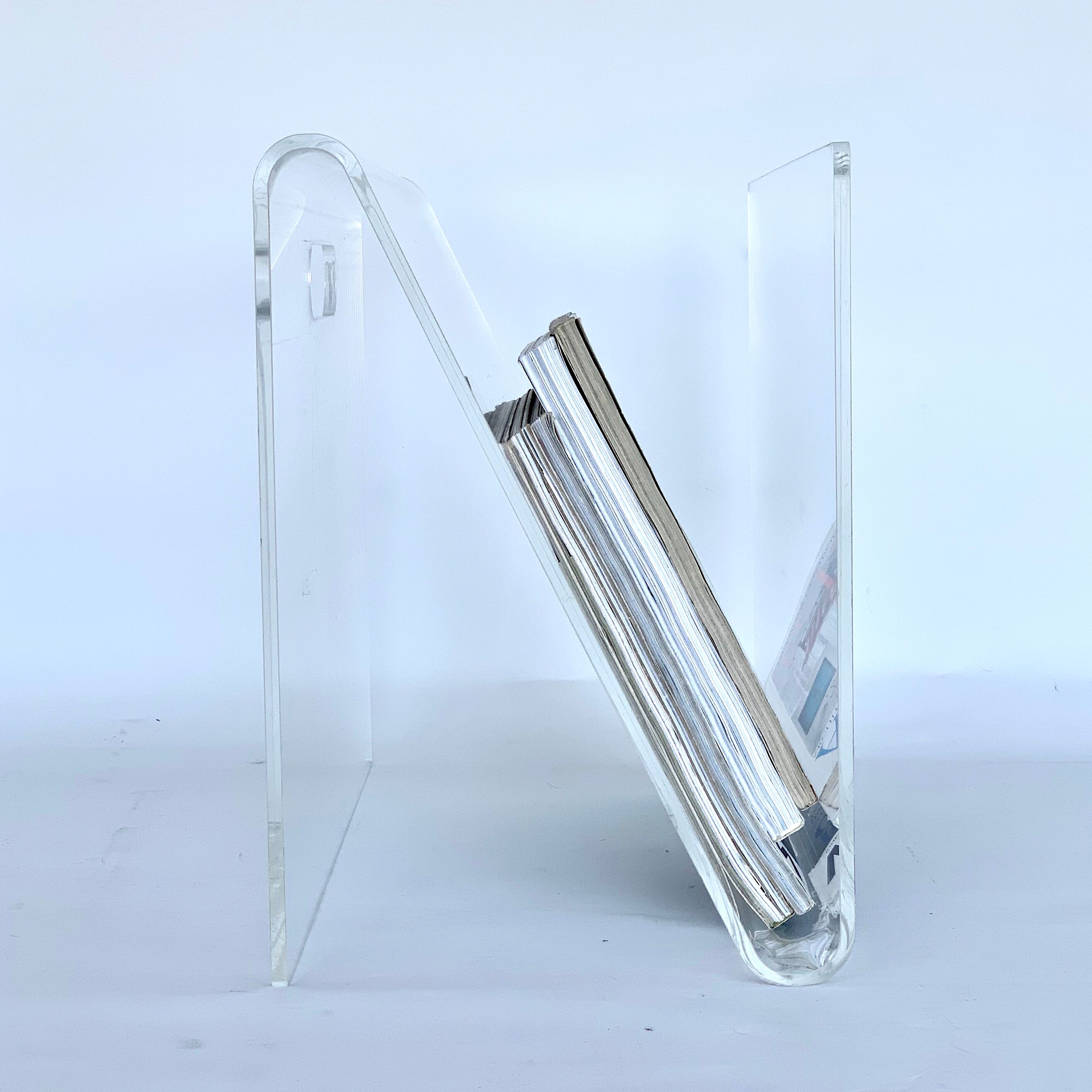 Plexiglas design magazine holders from the 70s