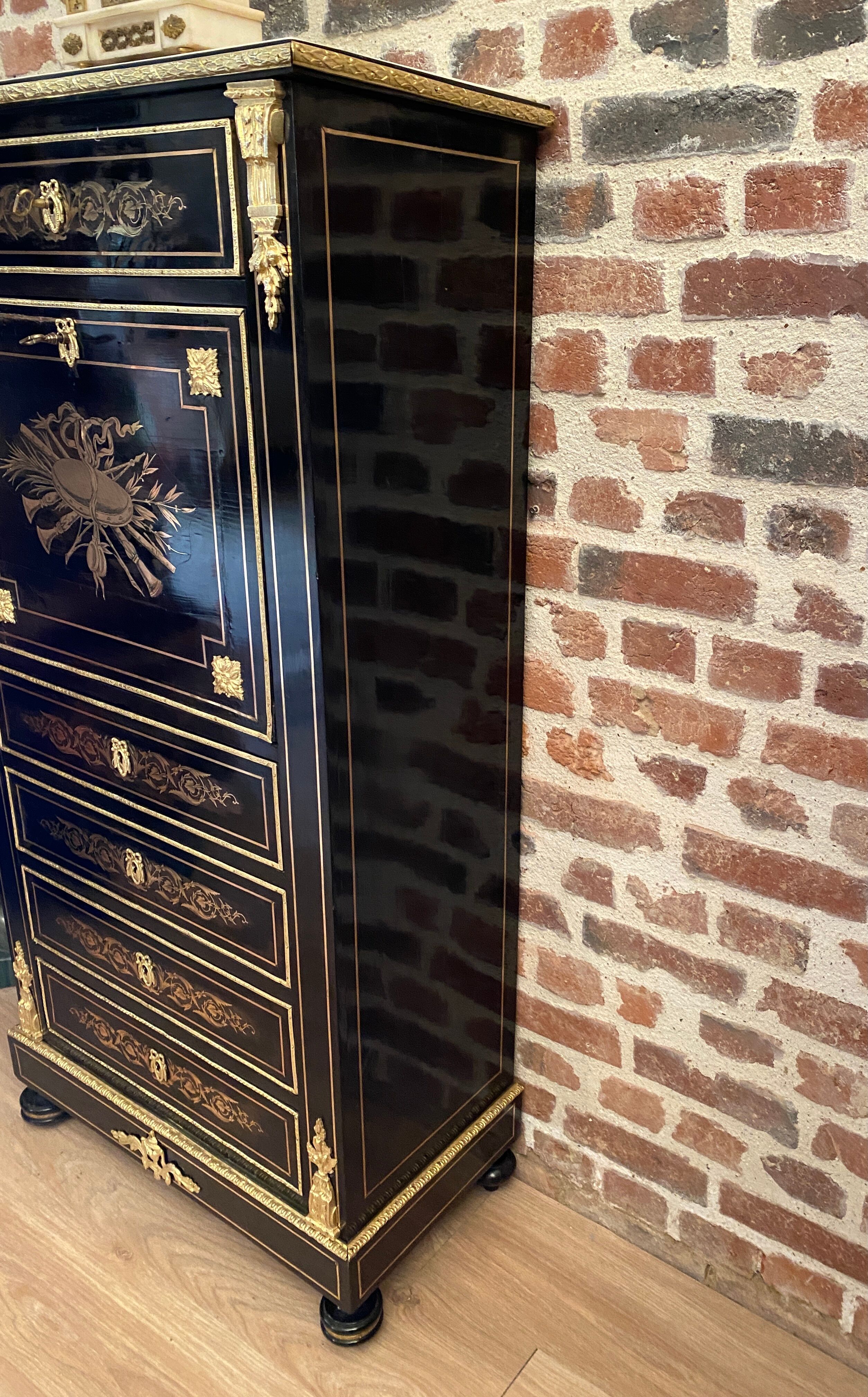 Secretaire de dame en marqueterie epoque Napoleon III