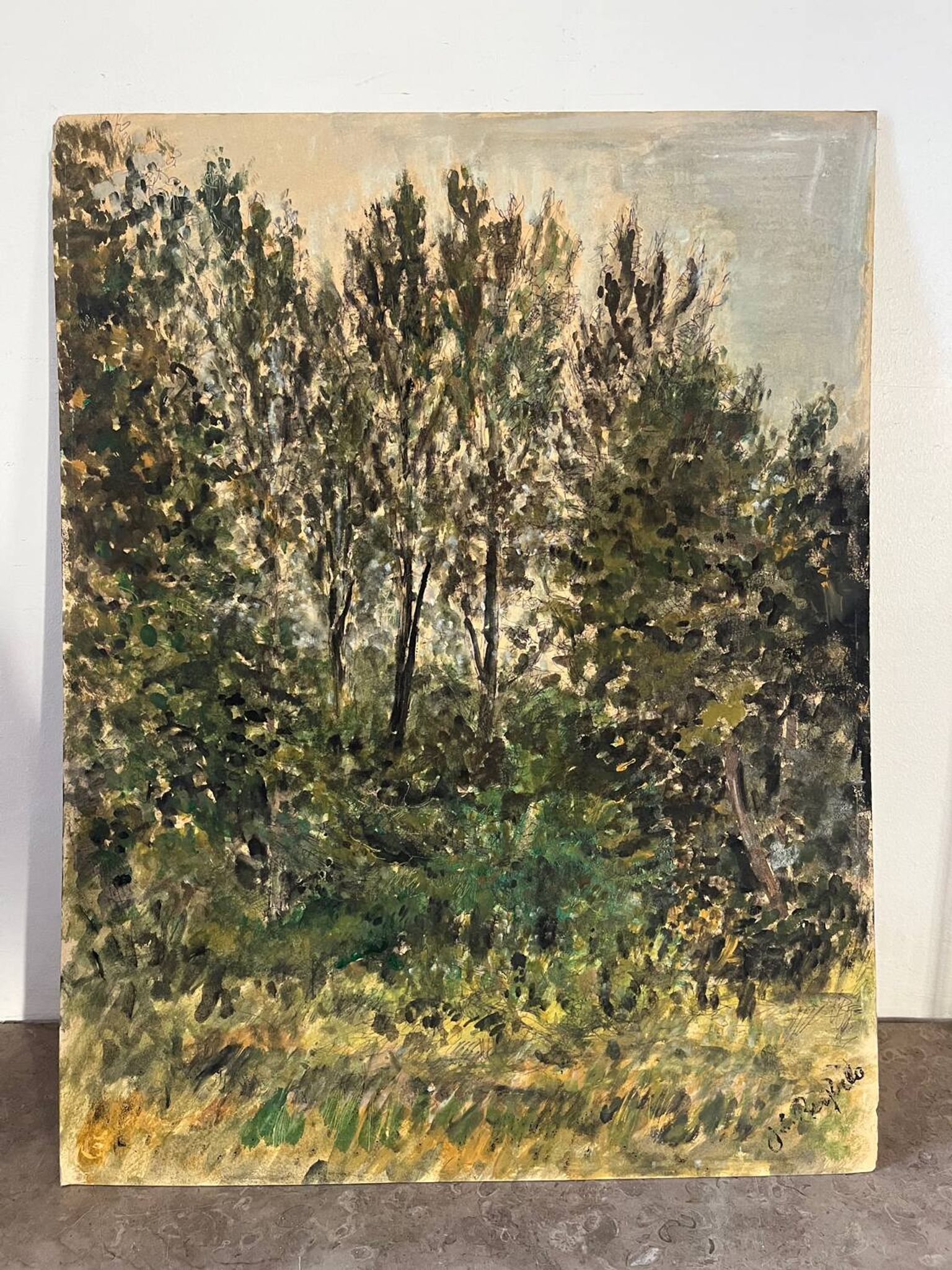 "Trees" oil on cardboard signed