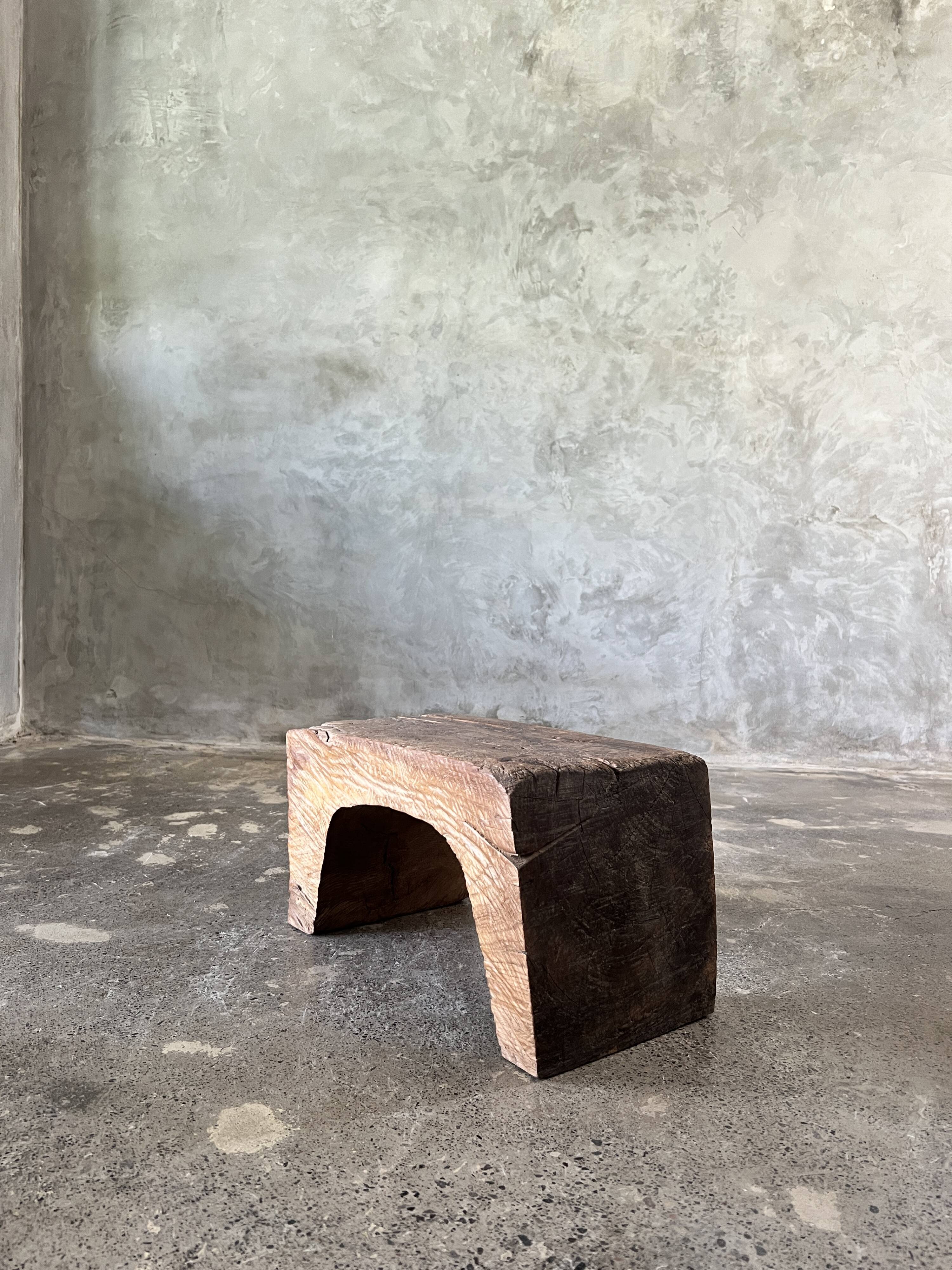 Low stool in old Asian monoxyl teak