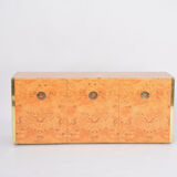 Willy Rizzo Elm Birch Wood and Brass Cabinet Model Alveo for Mario Sabot