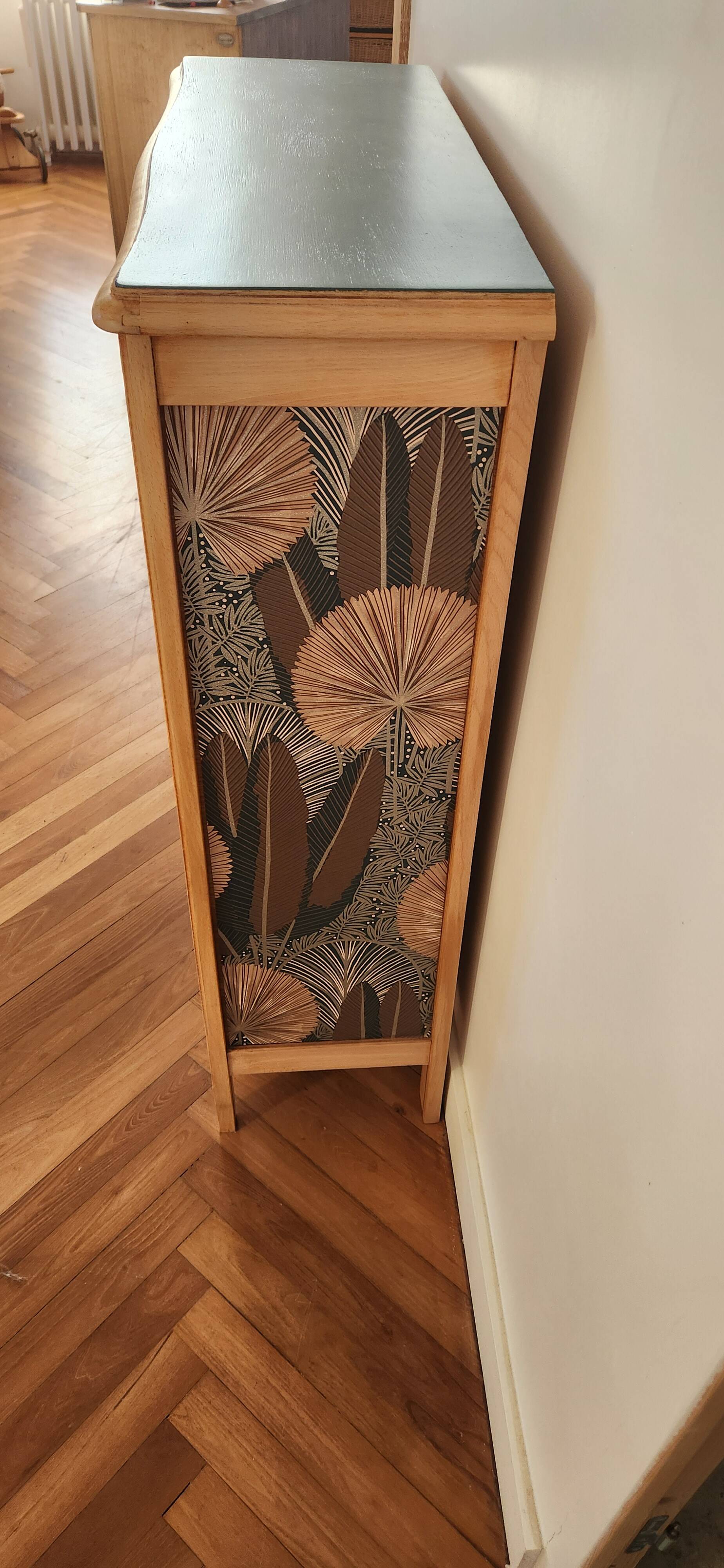 Renovated green cedar wood bookshelf