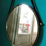 Round brass mirror. Denmark 1960