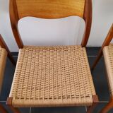 4 Scandinavian chairs by Niels Otto Møller, Danish design, 1950s, wood and rope