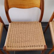 4 Scandinavian chairs by Niels Otto Møller, Danish design, 1950s, wood and rope