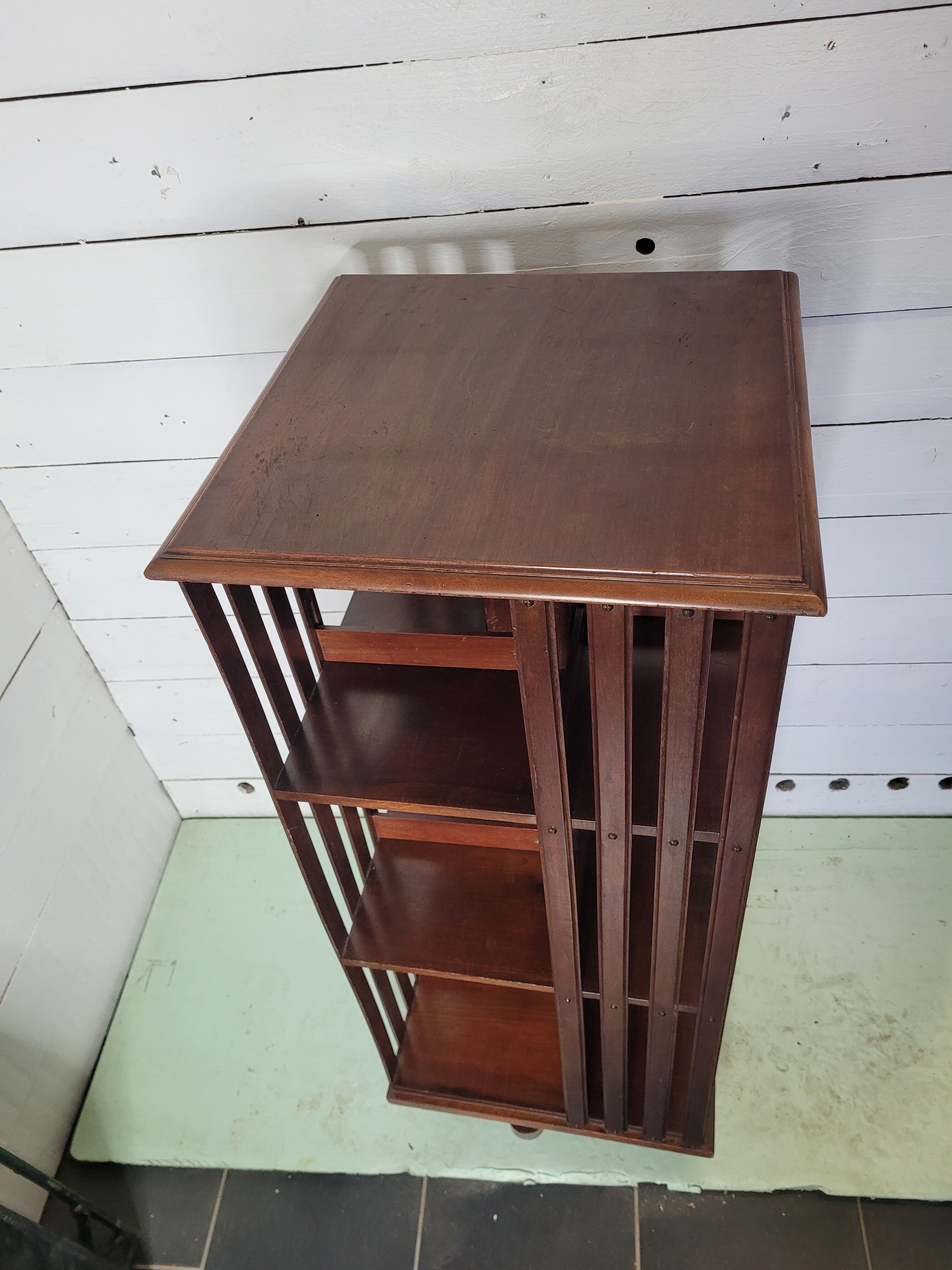 Mahogany revolving bookcase