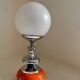 Vintage lamp opaline globe, wood turned orange and chrome 60s 70s