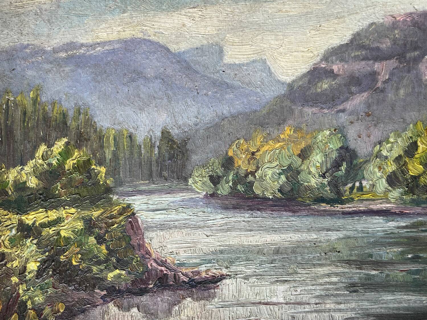 Tableau : huile sur panneau - paysage