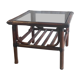 Rattan coffee table and smoked glass 60-70s
