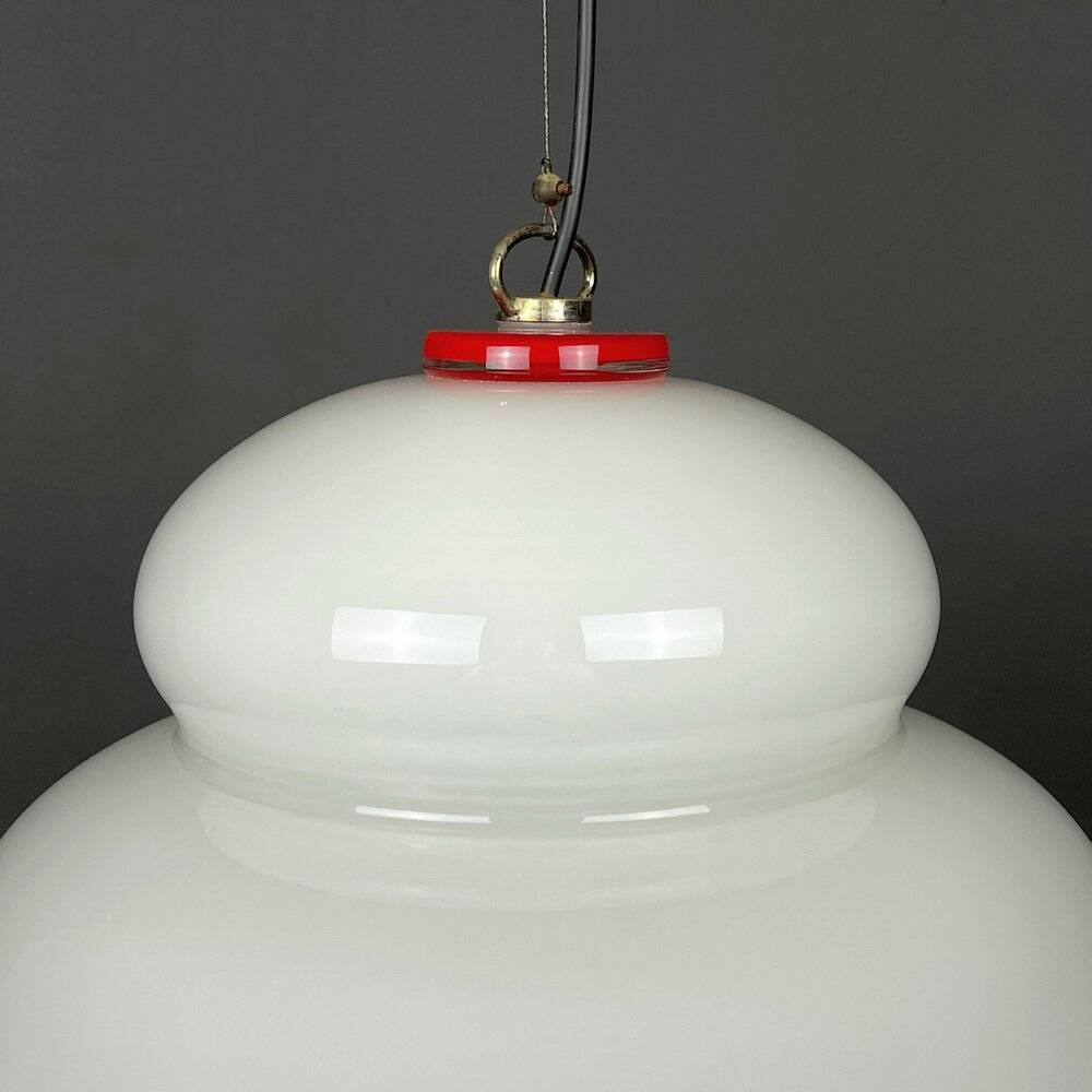 White Murano Suspension Lamp, Italy, 1970s