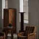 Modern Danish mid-century table, made of oak with spiral turned legs and a glass top, 1950s.