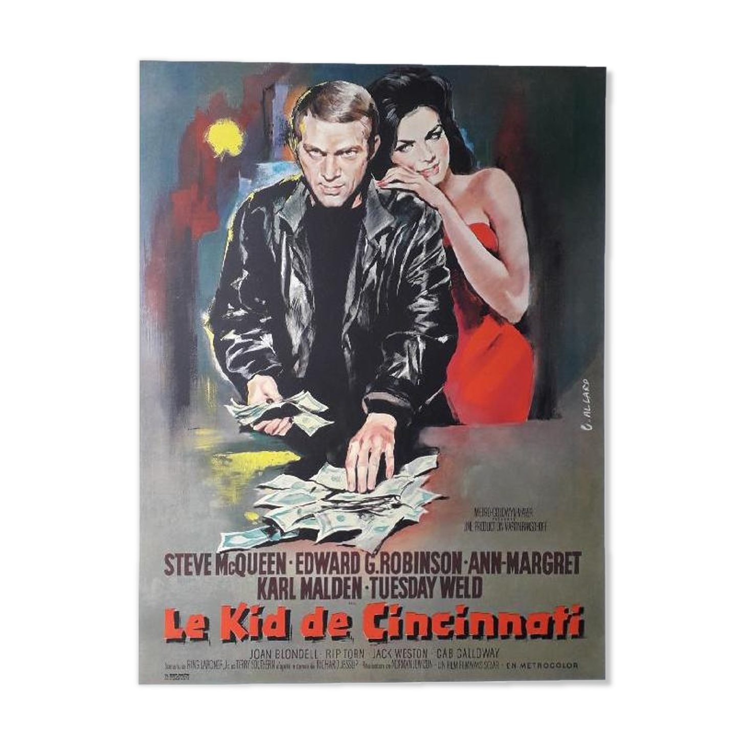 Original movie poster "The Cincinnati Kid" Steve McQueen 60x80cm 1965