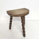 Vintage tripod stool in solid wood beaded legs