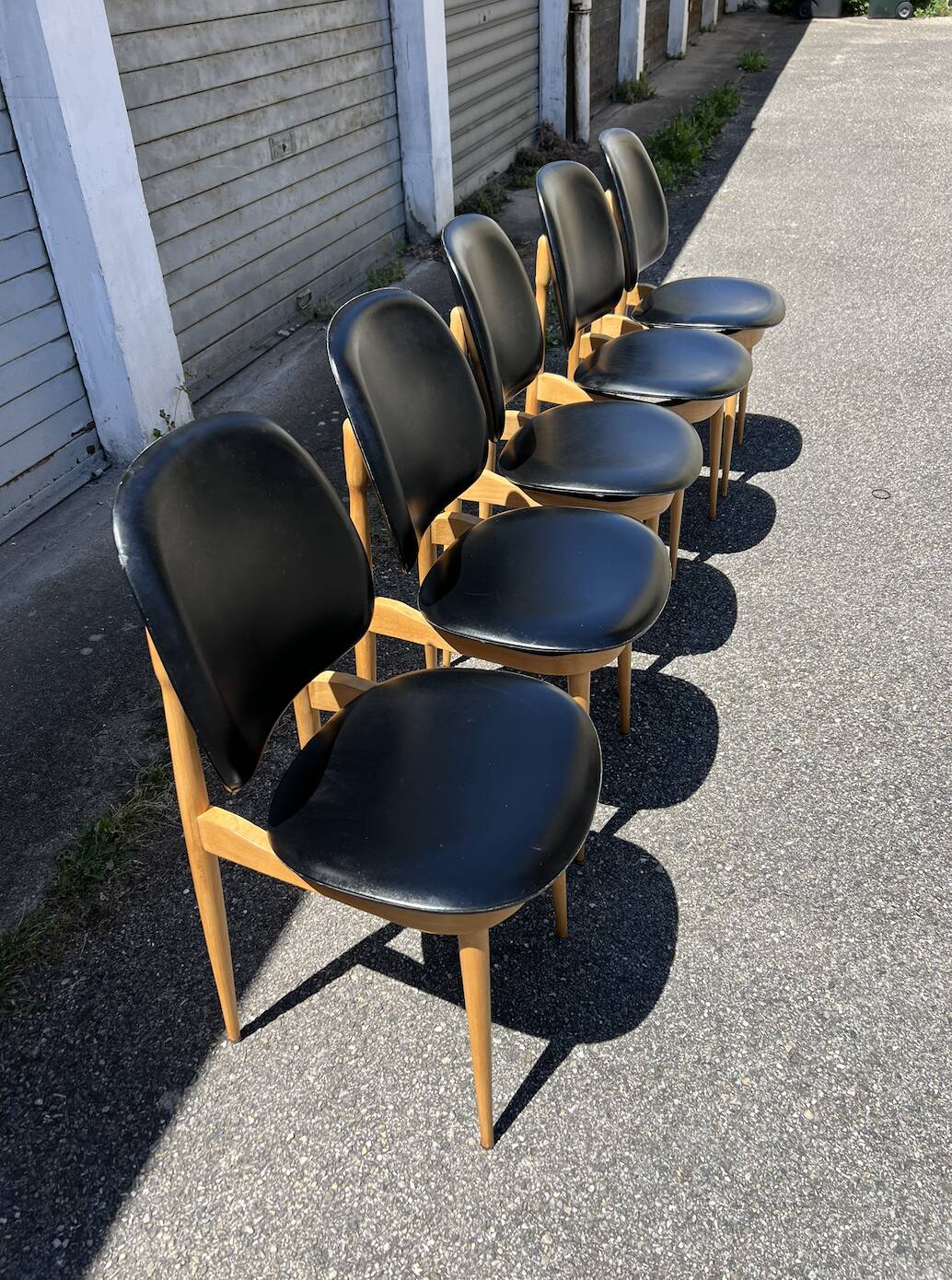 (Lot) 5 Chaises Pégase, Pierre Gurariche pour Baumann