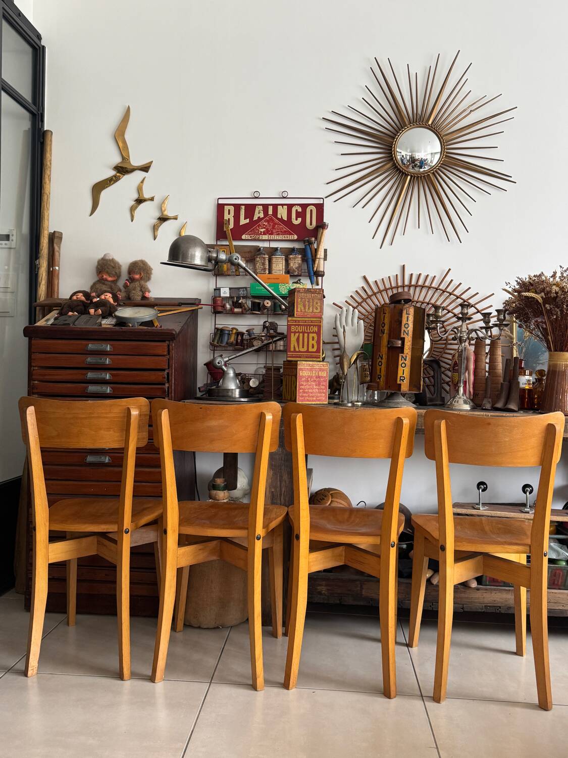 Set of 4 vintage Luterma bistro chairs in wood