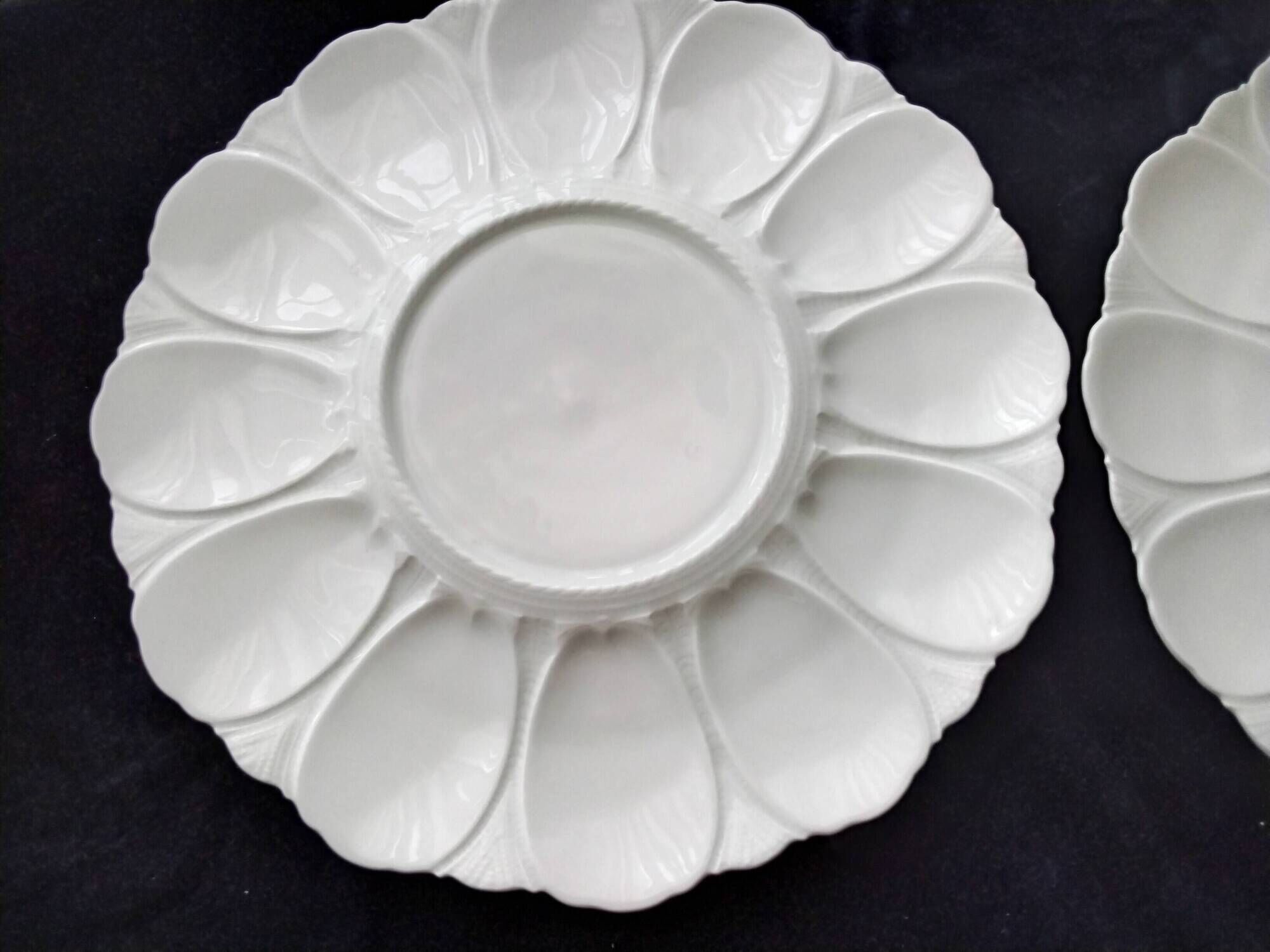 Pair of Limoges Giraud porcelain oyster dishes or large plates