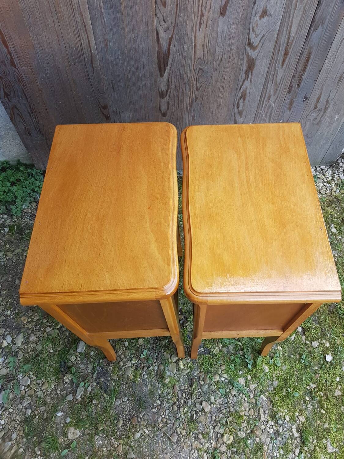 Pair of bedside nightstands with vintage wooden case