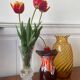 Vallauris vase in brown and orange fat lava