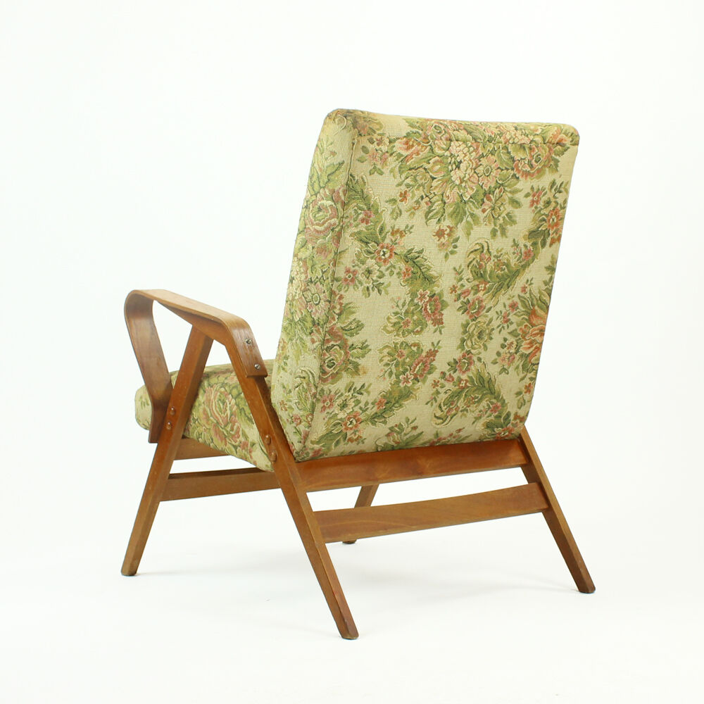 Tatra Armchairs in Light Beech & Original Fabric, Czechoslovakia, circa 1960