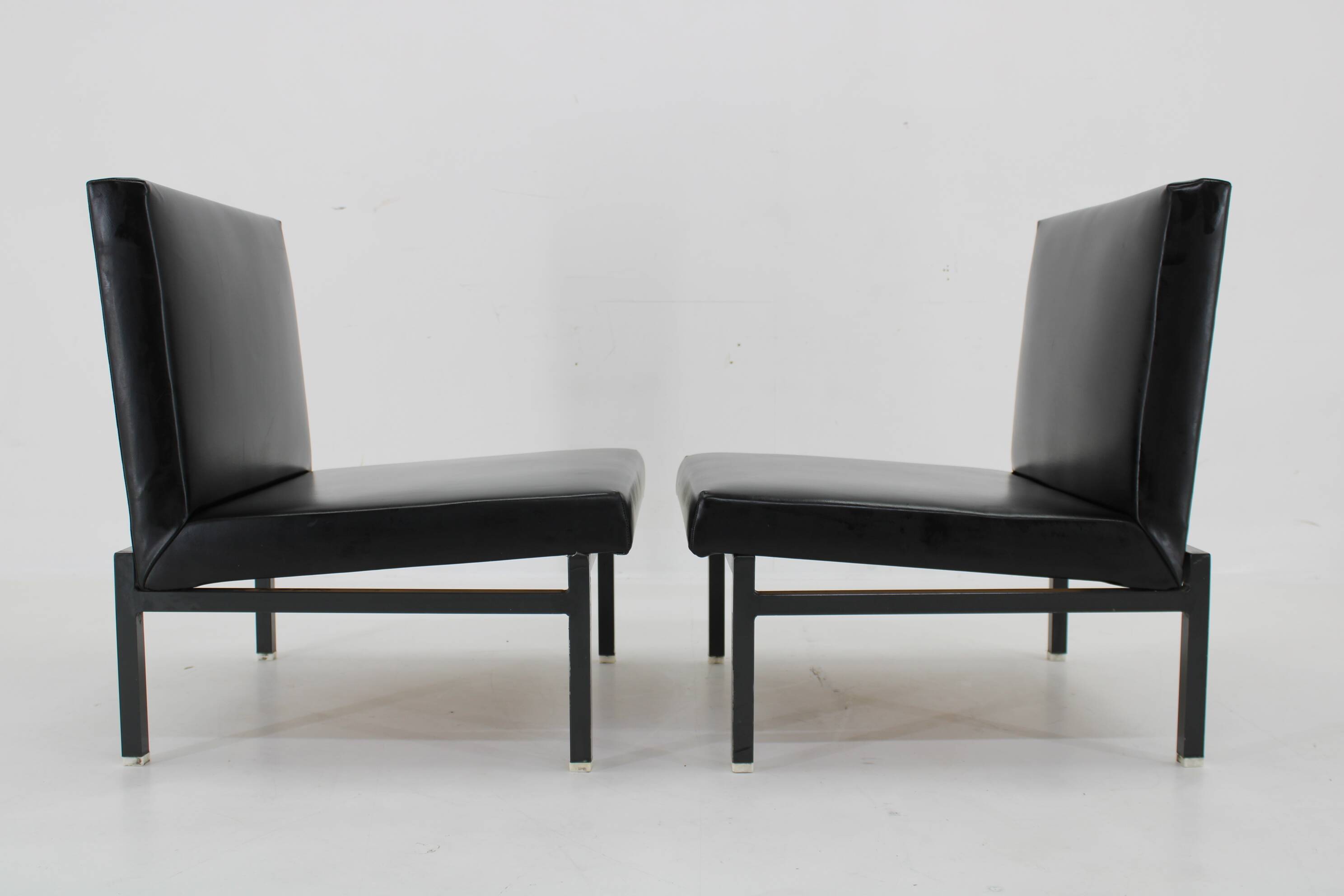 1970s Pair of Leatherette Lounge Chairs , Czechoslovakia