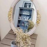 Miroir coiffeuse ancien avec moulures florales