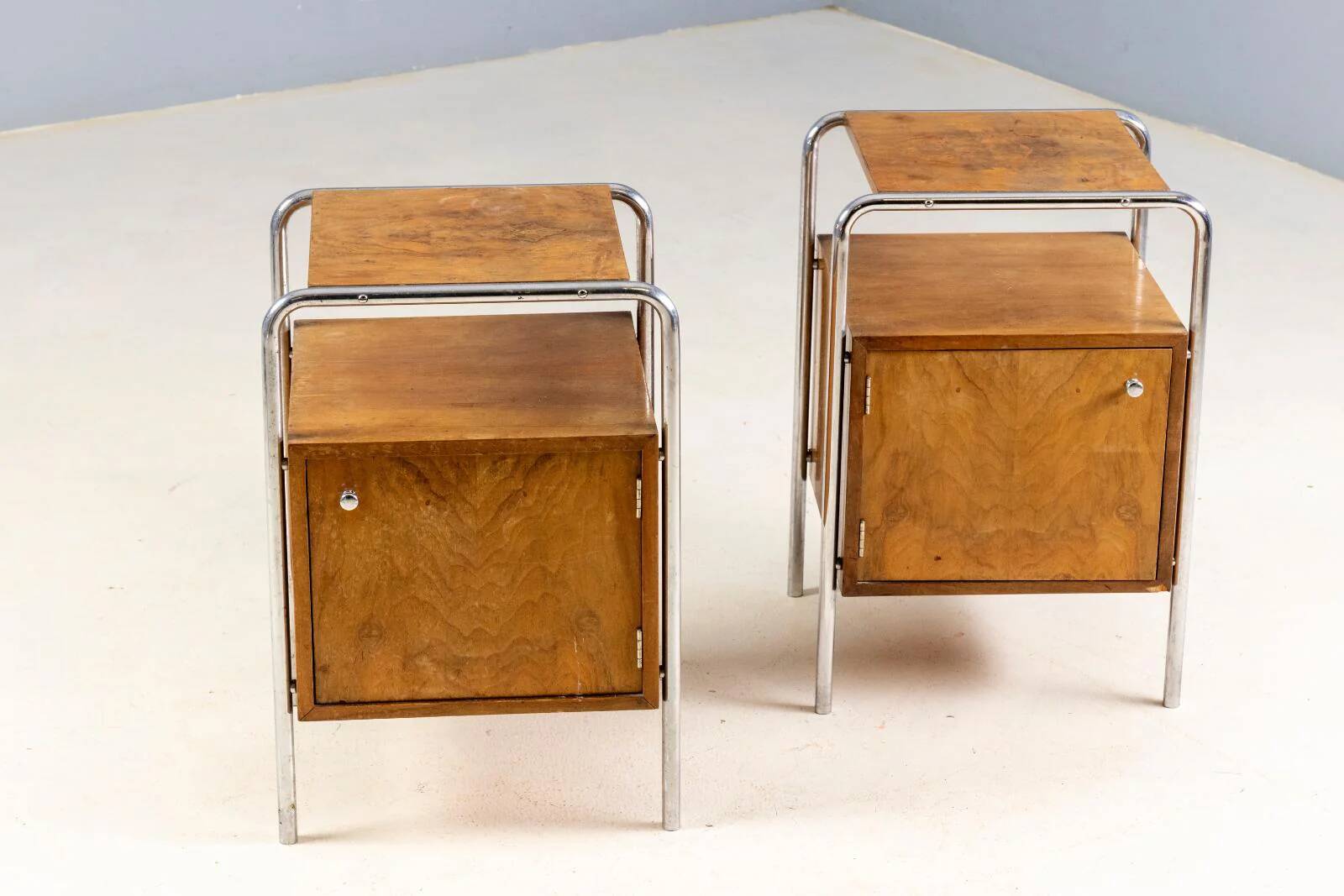 Pair of bedside tables, 1930s–1940s, Czechoslovakia